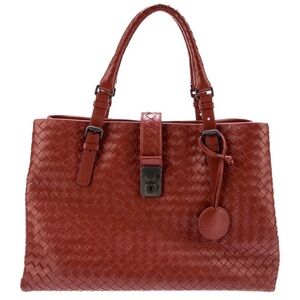 Bottega Veneta Woven Leather Tote in Rust